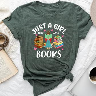 Just A Girl Who Loves Books Girls Books Lovers Bella Canvas T-shirt | Mazezy