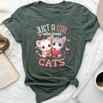 Just A Girl Who Loves Cats Cute Cat Lover Bella Canvas T-shirt | Mazezy