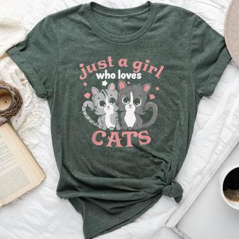 Just A Girl Who Loves Cats Girls Cat Lovers Bella Canvas T-shirt - Seseable