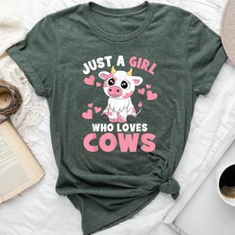 Just A Girl Who Loves Cows Cute Cow Lover Cow Print Bella Canvas T-shirt - Thegiftio UK