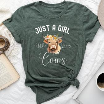 Just A Girl Who Loves Cows Cute Cow For Girls Women Bella Canvas T-shirt - Thegiftio UK