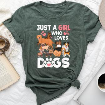 Just A Girl Who Loves Dogs Cute Dog Lover Bella Canvas T-shirt - Seseable
