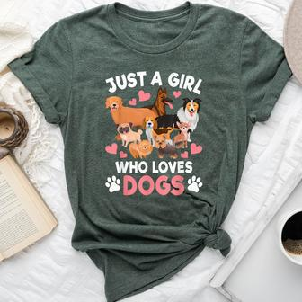 Just A Girl Who Loves Dogs Puppy Dog Lover Girls Toddlers Bella Canvas T-shirt - Thegiftio UK