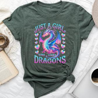 Just A Girl Who Loves Dragons Cute Dragon Bella Canvas T-shirt - Seseable