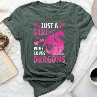 Just A Girl Who Loves Dragons Girls Toddlers Bella Canvas T-shirt - Seseable
