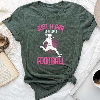 Just A Girl Who Loves Football Girls Youth Players Bella Canvas T-shirt - Seseable