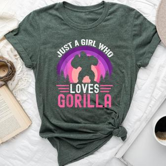 Just A Girl Who Loves Gorillas Great Retro Vintage Gorilla Bella Canvas T-shirt - Monsterry
