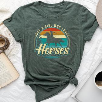 Just A Girl Who Loves Horses Vintage Horse N Girls Bella Canvas T-shirt - Monsterry