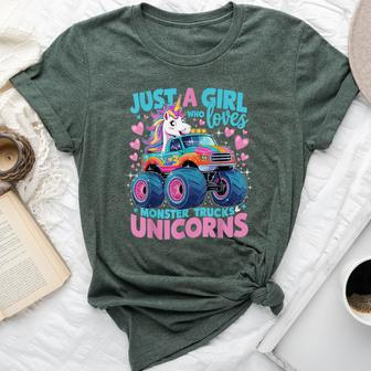 Just A Girl Who Loves Monster Trucks And Unicorns Bella Canvas T-shirt - Monsterry UK