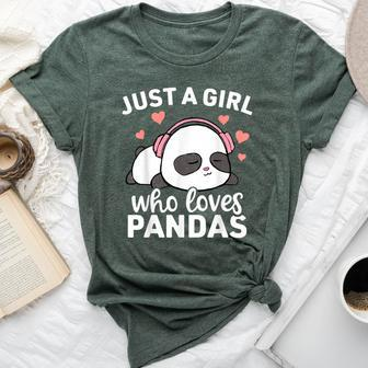 Just A Girl Who Loves Pandas Cute Kawaii Panda Girls Bella Canvas T-shirt | Mazezy
