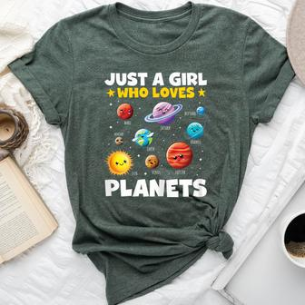 Just A Girl Who Loves Planets Solar Space Science Lover Stem Bella Canvas T-shirt - Seseable