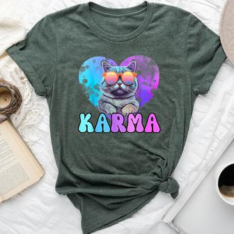 Karma Groovy Letters Concert Summer Heart Cat Lover Bella Canvas T-shirt - Seseable