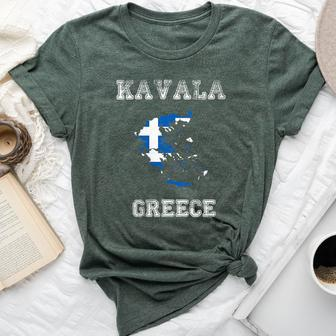 Kavala Greece Vintage Kavala Flag Map Bella Canvas T-shirt - Monsterry AU