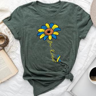 Be Kind Flower Down Syndrome Ribbon Awareness T21 Girl Bella Canvas T-shirt - Thegiftio UK