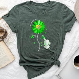 Be Kind Green Ribbon Sunflower Mental Health Awareness Women Bella Canvas T-shirt | Mazezy