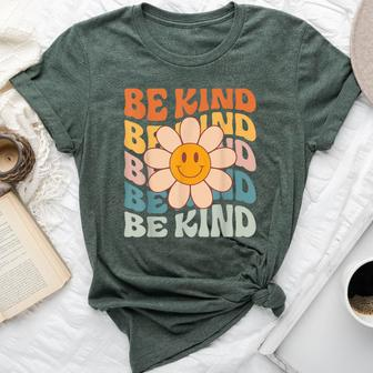 Be Kind Retro Groovy Daisy Kindness Inspirational Be Kind Bella Canvas T-shirt - Monsterry