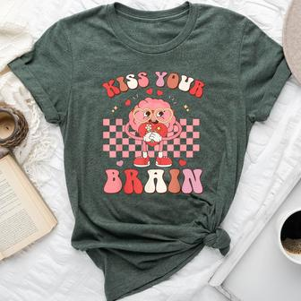 Kiss Your Brain Retro Valentines Day Teacher Squad Kid Women Bella Canvas T-shirt - Seseable