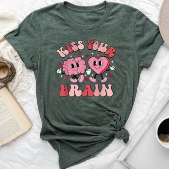 Kiss Your Brain Teacher School Counselor Valentine's Day Bella Canvas T-shirt | Mazezy