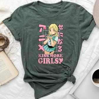 Kiss More Girls Anime Kawaii Cute Lesbian Lgbt Pride Month Bella Canvas T-shirt - Monsterry