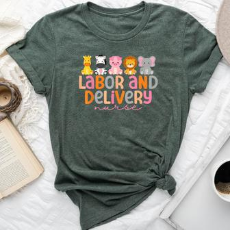 Labor And Delivery Nurse Safari Animals L&D Nurse Graduation Bella Canvas T-shirt - Seseable
