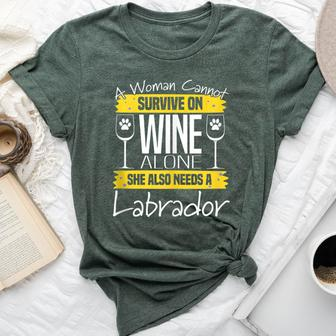 Labrador Dog Lab Lover Dog & Wine Saying Pun Quote Bella Canvas T-shirt - Monsterry
