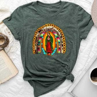 Our Lady Virgen De Guadalupe Virgin Mary Madre Mía Rainbow Bella Canvas T-shirt | Mazezy CA
