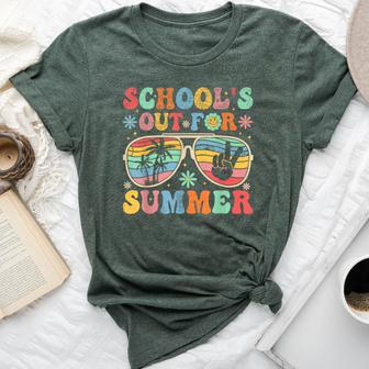 Last Day Of School Groovy School's Out For Summer Teacher Bella Canvas T-shirt - Seseable