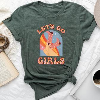 Let's Go Girls Vintage Western Country Cowgirl Boot Southern Bella Canvas T-shirt - Monsterry