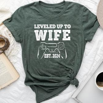 Leveled Up To Wife 2024 For Her Newly Married Couple Bella Canvas T-shirt - Thegiftio UK