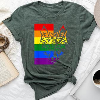 Lgbtq Rainbow Flag Tribal Wolf Pride Month Equal Bella Canvas T-shirt - Monsterry DE