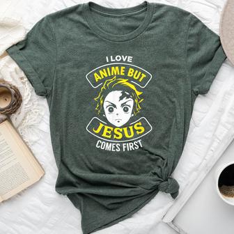 I Love Anime But Jesus Comes First Christian Japan Yellow Bella Canvas T-shirt - Thegiftio UK