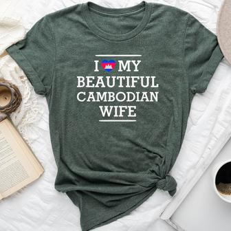 I Love My Beautiful Cambodian Wife Flag Heart Husband Bella Canvas T-shirt - Monsterry AU