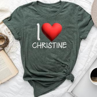 I Love Christine Name Personalized Girl Woman Friend Heart Bella Canvas T-shirt - Monsterry UK