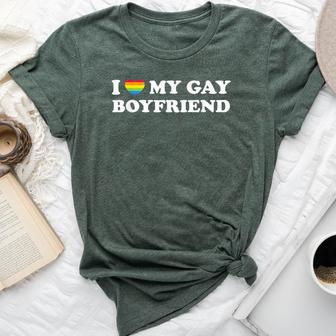 I Love My Gay Boyfriend Gay Pride Rainbow Bella Canvas T-shirt - Thegiftio UK