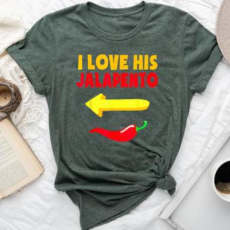 I Love His Jalapeno Matching Couple Cinco De Mayo Womens Bella Canvas T-shirt - Monsterry CA