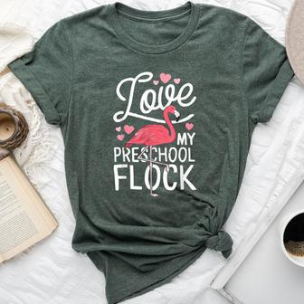 Love My Preschool Flock Flamingo Teacher Pre-K Gang Bella Canvas T-shirt - Monsterry DE