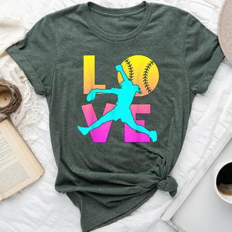 I Love Softball- Pitcher Cute N Girl Women Bella Canvas T-shirt | Mazezy