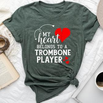 I Love My Trombone Player Husband Wife Valentines Bella Canvas T-shirt - Monsterry