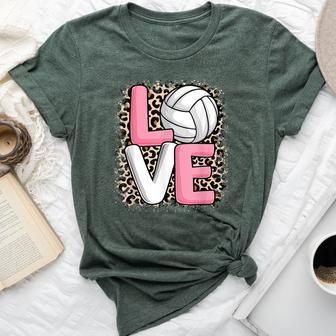 Love Volleyball Leopard Print Girls Volleyball Lover Bella Canvas T-shirt - Seseable