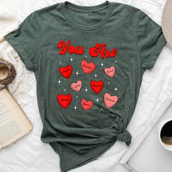 You Are Loved Worthy Enough Candy Heart Teacher Valentine Bella Canvas T-shirt - Monsterry AU