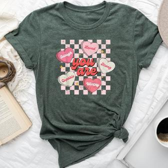 You Are Loved Worthy Enough Candy Heart Teacher Valentine Bella Canvas T-shirt | Mazezy