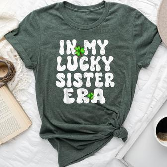 In My Lucky Sister Era Groovy Sister St Patrick's Day Bella Canvas T-shirt - Thegiftio UK