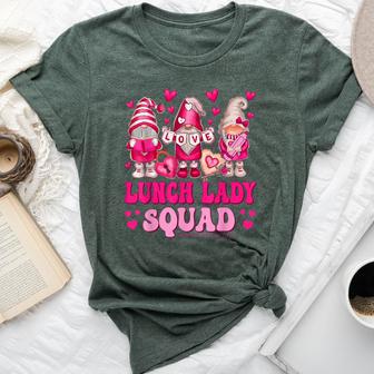 Lunch Lady Teacher Squad Valentines Day Gnomes Holding Heart Bella Canvas T-shirt - Monsterry UK