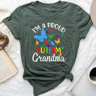 I M A Proud Autism Grandma Butterflies Autism Awareness Bella Canvas T-shirt - Seseable