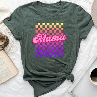 Mama With Checkered Pattern Cute Retro Bella Canvas T-shirt - Thegiftio UK
