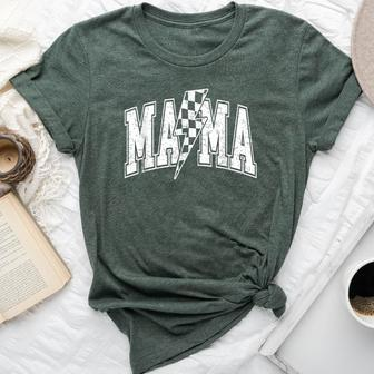 Mama Lightning Bolt Checkered Mother's Day Varsity For Mom Bella Canvas T-shirt | Mazezy
