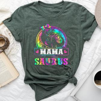 Mamasaurus Dinosaur Mama Saurus Family Matching Tie Dye Bella Canvas T-shirt - Monsterry