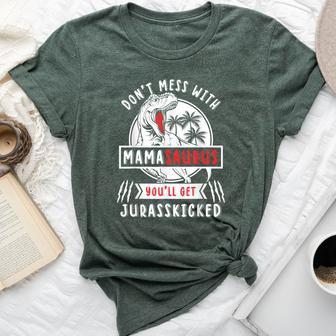 Mamasaurus T Rex Dinosaur Mama Saurus Family Matching Women Bella Canvas T-shirt - Monsterry