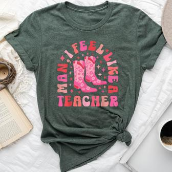 Man I Feel Like A Teacher Western Teacher Retro Bella Canvas T-shirt - Thegiftio UK