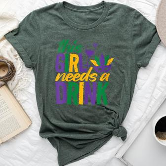 Mardi Gras 2024 This Girl Needs A Drink Vintage Bella Canvas T-shirt | Mazezy